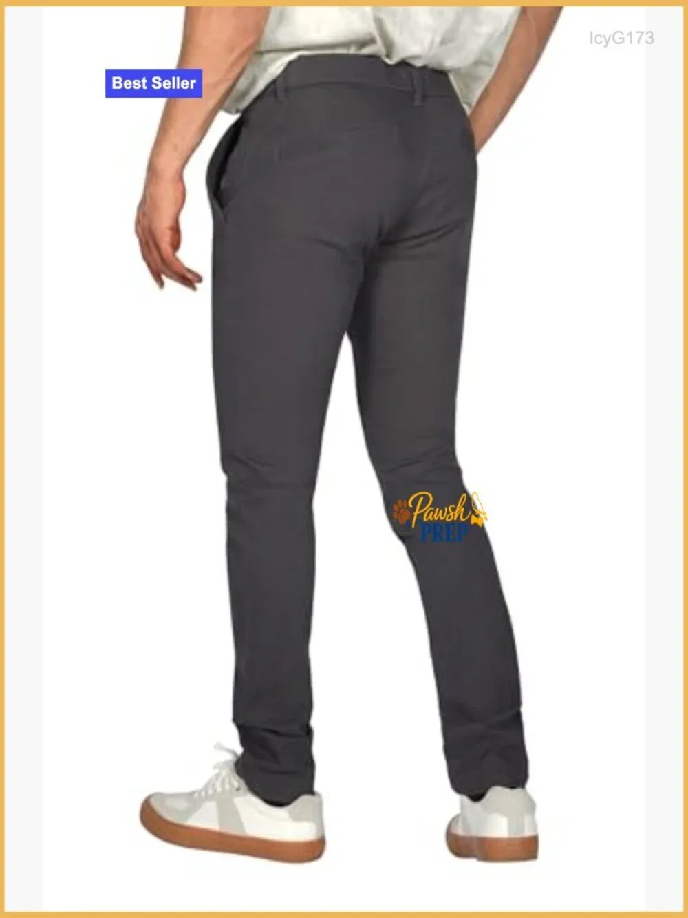 Men's Skinny Fit Chino Pants, Tapered Khaki Pants with Pockets